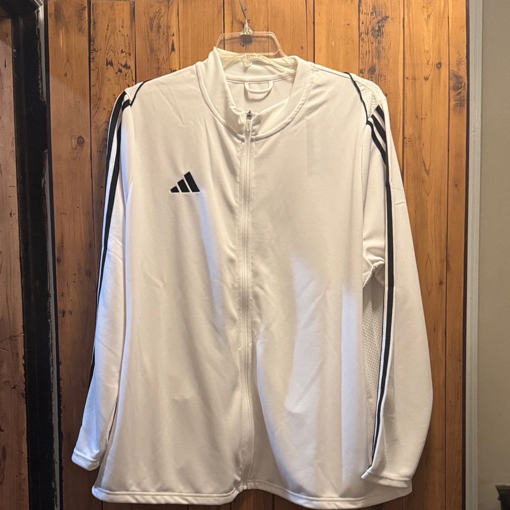 Adidas Women’s Plus White Jacket with Black Stripes